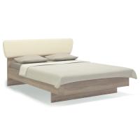 Кровать 140х200 с мягким изголовьем Solo (сонома/экокожа ваниль)