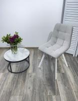 Стул CHILLI-Q SQUARE светло-серый #H09, велюр / белый каркас М-City