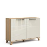 Тумба двухдверная Solo на опорах из массива (Ривьера/ваниль)