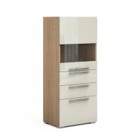 Комод-витрина с ящиками Solo (дуб Ривьера/ваниль) левый