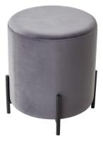 Пуф для гостиной ФЕЛИКС круглый серый #27, велюр / черный каркас М-City