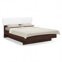 Кровать двуспальная 140х200 с подъёмным основанием Solo (орех Коламбия/экокожа белая)