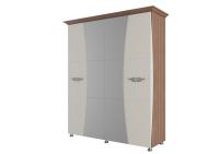 "Лагуна 7" Шкаф для платья и белья четырехстворчатый (1,8м) (Ясень шимо темный/ МДФ "Жемчуг")