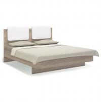 Кровать 160х200 с мягким изголовьем Solo (сонома/экокожа белая)