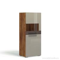 Шкаф-витрина Соло двухдверный (таксония/мокко/шпон) правый