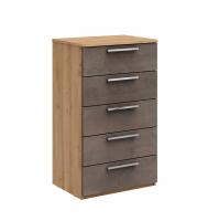 Узкий комод 5 ящ. Napoli (Дуб натуральный/бетон Dark)
