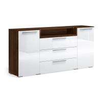 Широкий комод с 3D нишей Solo (орех Коламбия/белый глянец)