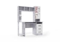 Стол компьютерный №6 (Цемент светлый / Белый)