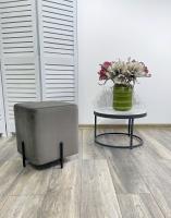 Пуф для гостиной ФЕЛИКС квадратный графит #14, велюр / черный каркас М-City