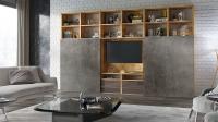 Стенка-стеллаж в гостиную (тис Таксония/бетон Dark)