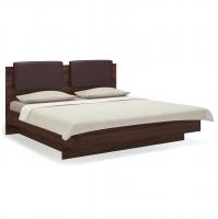 Кровать 180х200 с ящиком для белья Solo (орех Коламбия/экокожа коричневая)
