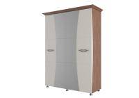 "Лагуна 7" Шкаф для платья и белья четырехстворчатый (1,6м) (Ясень шимо темный/ МДФ "Жемчуг")