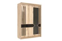 Шкаф-купе №25 (1,5 м) Блэк (Делано/Лакобель/Черный матовый)