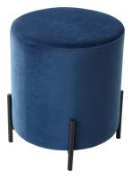 Пуф для гостиной ФЕЛИКС круглый синий #29, велюр / черный каркас М-City