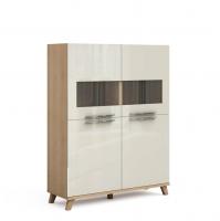Шкаф-витрина на опорах Solo (дуб Ривьера/ваниль)