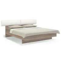 Кровать с мягким изголовьем 160х200 Solo (сонома/экокожа белая)