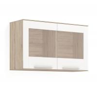 Шкаф-витрина навесной Solo (сонома/белый глянец)