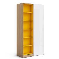 Шкаф со сдвижным стеллажом Магнолия (дуб Ривьера/желтый)