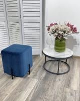 Пуф для гостиной ФЕЛИКС квадратный синий #29, велюр / черный каркас М-City