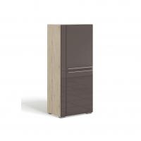 Шкаф пенал низкий Solo (дуб Сонома / коричневый глянец)