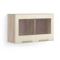 Шкаф-витрина навесной Solo (сонома/глянец ваниль)