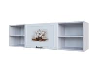 МС "АКВАРЕЛЬ 1 " Полка навесная (над столом) (Ясень анкор светлый/ белая матовая/Море)