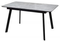 Стол АРУБА 140 Серый мрамор СКОРПИО, стекло / черный каркас, М-City