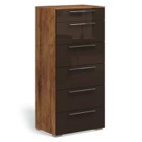 Комод узкий Solo 6 ящиков (таксония/коричневый глянец)