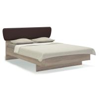 Кровать 140х200 с мягким изголовьем Solo (сонома/экокожа коричневая)