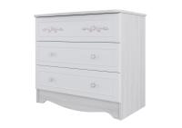 МС Акварель 1 (Комод 3 ящика) (Ясень анкор светлый/ белая матовая/Цветы)