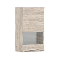 Навесной шкаф-витрина Наполи (Крафт серый) правый