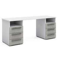 Письменный стол с тумбами 180 см Магнолия (белый матовый)