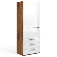 Шкаф двухдверный с ящиками для белья Solo (таксония/белый глянец)
