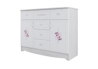 МС Акварель 1 (Комод 2 створки) (Ясень анкор светлый/ белая матовая/Цветы)