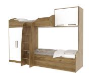 МС "Гарвард" Кровать двухъярусная (без фотопечати) (Гикори темный/Белый)