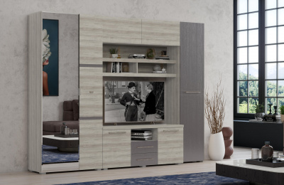 Дуб серый + айронвуд серебро