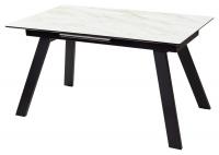 Стол Морис 140 Бежевый мрамор, стекло/черный каркас М-City