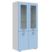 Шкаф-витрина Люмия (Белый матовый/голубой горизонт)