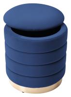 Пуф для гостиной ФРЕД синий #29, велюр / золотой каркас М-City