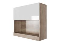 МС Ницца Шкаф навесной (горизонтальный 800) (Каньон светлый/Белый глянец)