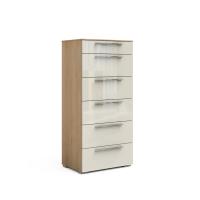 Узкий комод 6 ящиков Solo (дуб Ривьера/ваниль)