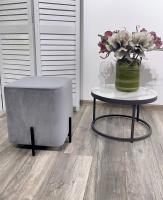 Пуф для гостиной ФЕЛИКС квадратный серый #27, велюр / черный каркас М-City