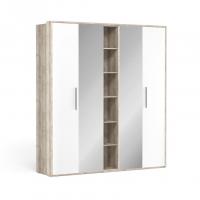 Шкаф для одежды Napoli с двумя зеркалами (Крафт серый/белый глянец)