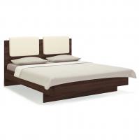 Кровать 160х200 с мягким изголовьем Solo (орех Коламбия/экокожа ваниль)