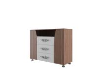 "Лагуна 7" Комод (Ясень шимо темный/ МДФ "Жемчуг")