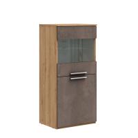 Низкий шкаф-пенал 2 двери Napoli (Дуб натуральный/бетон Dark)