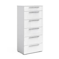 Комод узкий Solo 6 ящиков (белый/белый глянец)