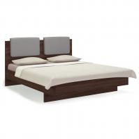 Кровать 160х200 с мягким изголовьем Solo (орех Коламбия/экокожа мокко)