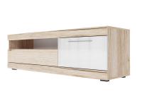Модульная система "Ницца" (Лайт) Тумба для телевидеоаппаратуры с ящиками и нишей (1600) (Дуб                Делано/Белый глянец)