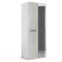 Распашной шкаф Solo (белый/бетон Grey/зеркало)
